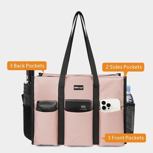TOPDesign Utility Water Resistant Tote Bag with 13 Pockets, ...