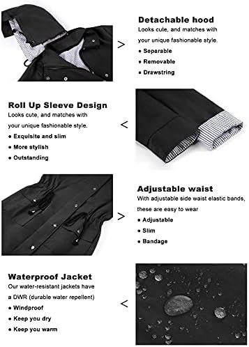 Twinklady Rain Jacket Women Windbreaker Striped Climbing Rai...