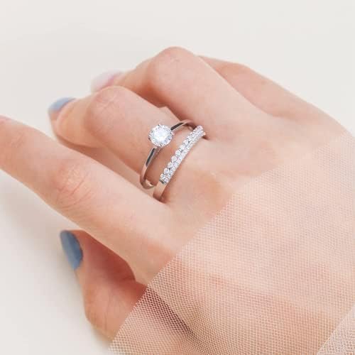 1.2ct White Gold Bridal Ring Sets Round Cut CZ Engagement Ri...