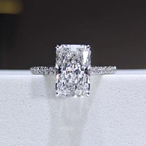 4ct Radiant Cut Moissanite Engagement Rings for Women D Colo...