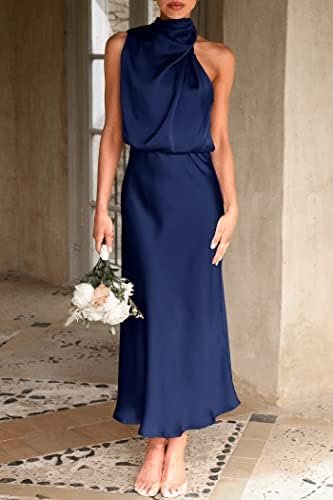 PRETTYGARDEN Women's 2025 Summer Satin Dress Elegant Sleevel...