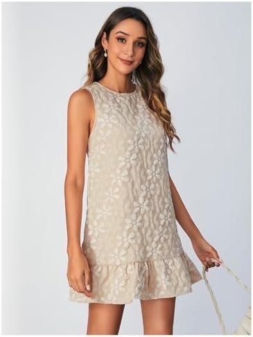 SOLY HUX Women's Ruffle Hem Sleeveless Tank Dress Round Neck...