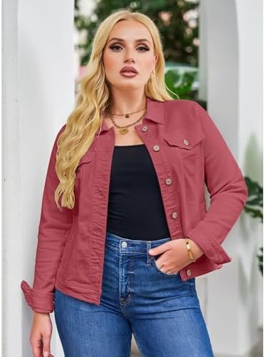 GRAPENT Women's Basic Button Down Long Sleeve Stretchy Jean ...