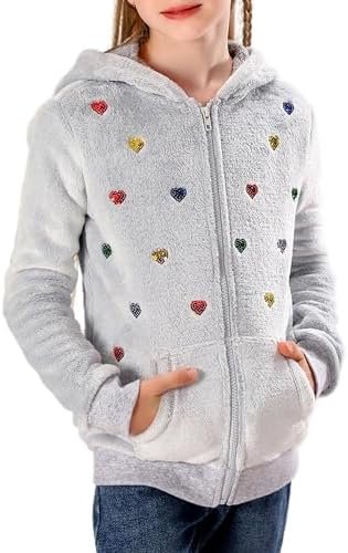 V.&GRIN Girl Zip up Hoodie Sweatshirt Soft Fuzzy Fleece Jack...