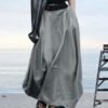 Ladies Trendy Dress Womens Casual Solid Baggy High Waisted A...