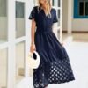 Simplee Womens 2025 Summer Boho Maxi Dress V Neck Empire Wai...