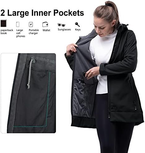 33,000ft Women's Waterproof Softshell Long Rain Jacket with ...