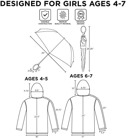 Disney Girls Kids Umbrella and Slicker, Frozen Elsa and Anna...
