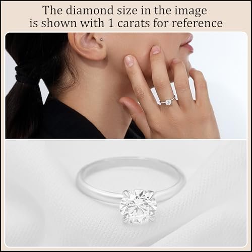 Round Moissanite or Lab Grown White Diamond Classic Solitair...