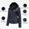 Tagoo Faux Leather Jacket Women Motorcycle Coat for Biker wi...