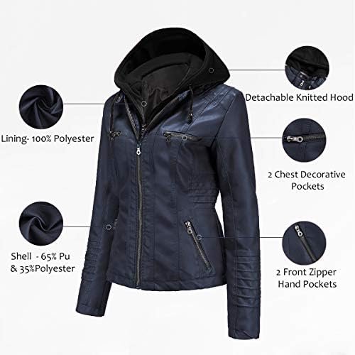 Tagoo Faux Leather Jacket Women Motorcycle Coat for Biker wi...