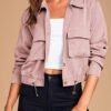 Onedreamer Women's Military Safari Cropped Jackets Button Do...