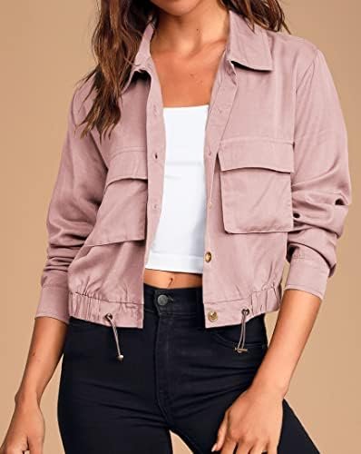 Onedreamer Women's Military Safari Cropped Jackets Button Do...