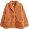 LA CERA Women's Fleece Bed Jacket - Stylish Notched Collar, ...