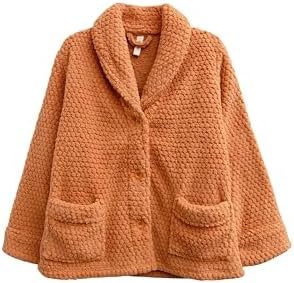 LA CERA Women's Fleece Bed Jacket - Stylish Notched Collar, ...