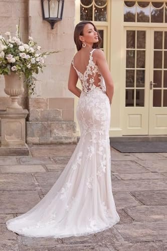 Mermaid Wedding Dresses for Bride Lace Beach Tulle Applique ...