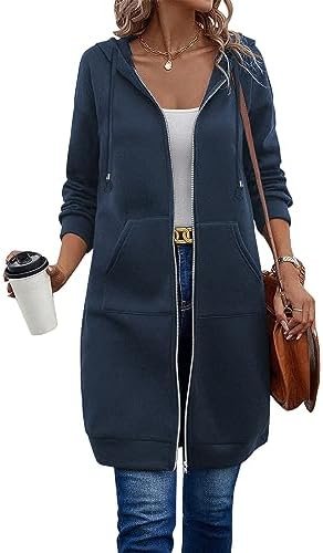 ELESOL Women Casual Zip up Fleece Hoodies Tunic Sweatshirt L...