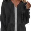 Womens Full Zip Up Cardigan Sweater Casual Solid Long Sleeve...