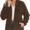 MAGCOMSEN Women Sherpa Jacket Full Zip Fuzzy Teddy Coat with...