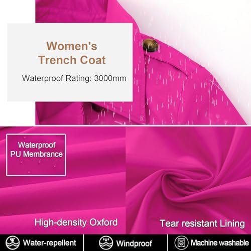 CREATMO US Women's Trench Coat Double-Breasted Classic Lapel...