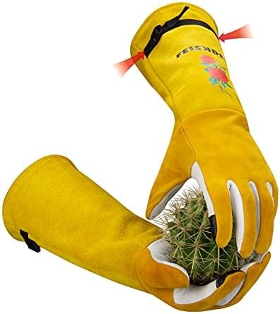 Garden Gloves Women/Men Thorn Proof, Deerskin Suede, 2 Layer...