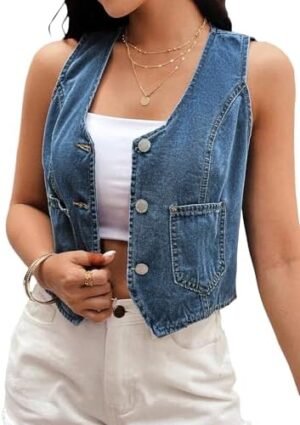 2025 Summer Women's Denim Jean Sleeveless Vest Tops Jackets ... 2025 Summer Women's Denim Jean Sleeveless Vest Tops Jackets ...