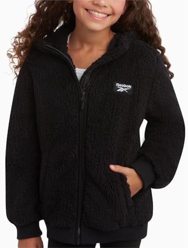 Reebok Girls’ Fleece Jacket – Full Zip Faux Fur Teddy Coat –...