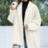 Zilcremo Women Oversized Fleece Cardigan Open Front Shawl Co...