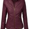 Lock and Love Women's Faux Leather Moto Biker Jacket Coat wi...