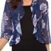 Women's Open Front Cropped Cardigan 3/4 Sleeve Casual Shrugs...
