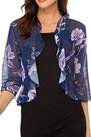 Women's Open Front Cropped Cardigan 3/4 Sleeve Casual Shrugs... Women's Open Front Cropped Cardigan 3/4 Sleeve Casual Shrugs...