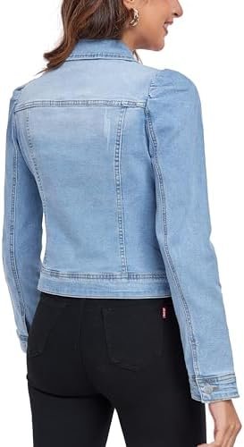 Anienaya Women's Jean Jacket Cropped Denim Jackets Stretchy ...