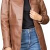 Jild Casual Car Coat Lambskin Leather Jacket Women – ¾ Lengt...