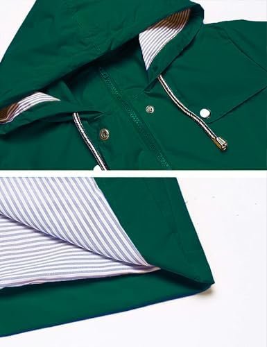 Rain Jacket Women Striped Lined Hooded Lightweight Raincoat ...