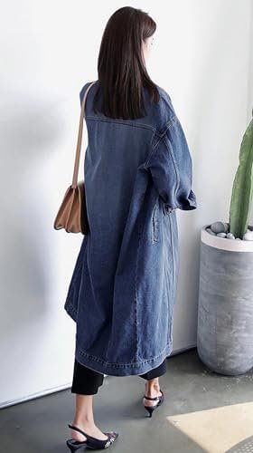 Womens Classic Jean Jacket Plus Size Loose Long Sleeve Butto...