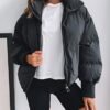 UANEO Puffer Jacket Womens Oversized Cropped Puffy Quilted W...
