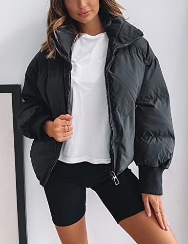 UANEO Puffer Jacket Womens Oversized Cropped Puffy Quilted W...