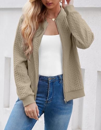 Women's Zip Up Cardigan Sweater Cable Hoodies Long Sleeve Ja...