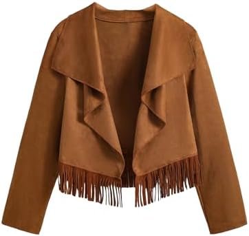 SweatyRocks Girl's Long Sleeve Collar Open Front Coat Asymme...