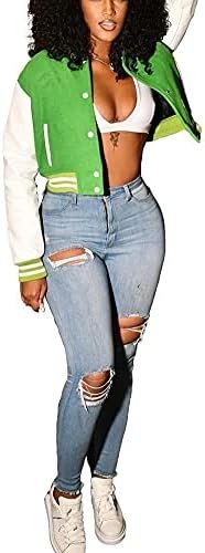 ThusFar Women Denim Distressed Jacket Puff Sleeve Ripped Poc...