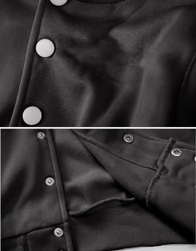 babyhealthy Women Cropped Varsity Jacket Retro Baseball Jack...