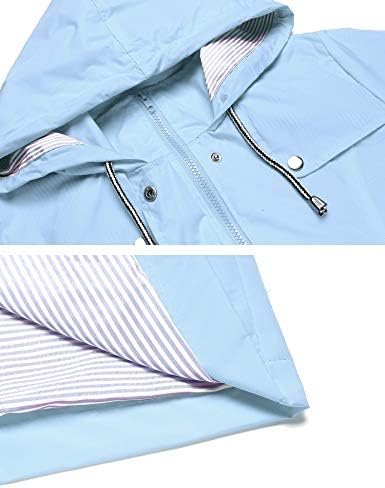 LOMON Raincoat Women Waterproof Long Hooded Trench Coats Lin...