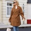Women's Wool Blend Coat with Pockets Mid-Long Winter Overcoa...
