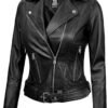 Blingsoul Leather Jacket Women - Real Lambskin Leather Asymm...