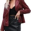 Bellivera Women's Faux Leather Casual Jacket 2025 Spring Tre...