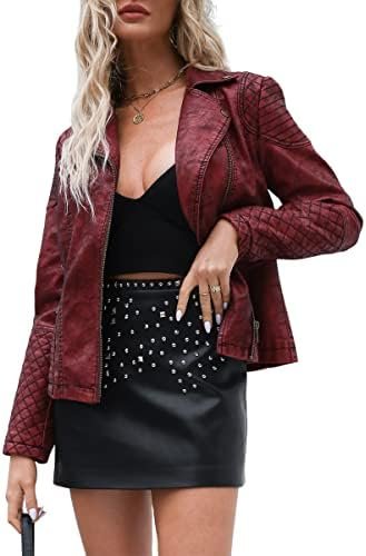 Bellivera Women's Faux Leather Casual Jacket 2025 Spring Tre...
