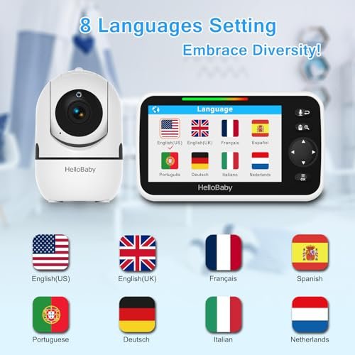 HelloBaby Upgrade Baby Monitor, 5'' Screen with 30-Hour Batt...