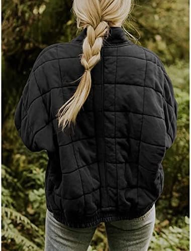 Womens Dolman Quilted Lightweight Jackets Full-zip Stand Col...