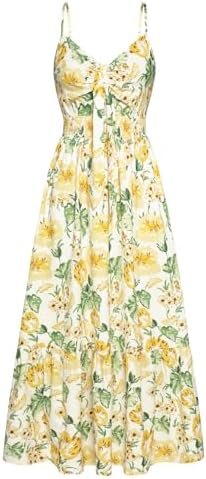 GRACE KARIN Women's 2025 Summer Beach Dress Floral V Neck GRACE KARIN Women's 2025 Summer Beach Dress Floral V Neck Ti...