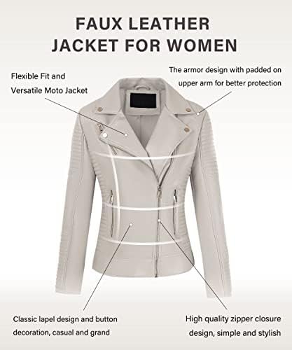 Bellivera Women Faux Leather Casual Jacket, Fall and Spring ...